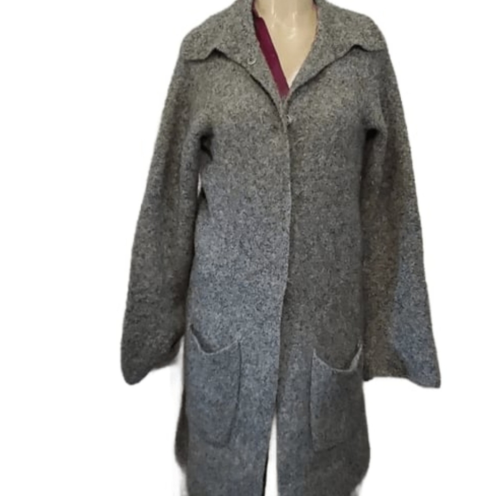 Damask Italian Yarn Cardigan 84% merino wool Sweater Gray Color Size L
